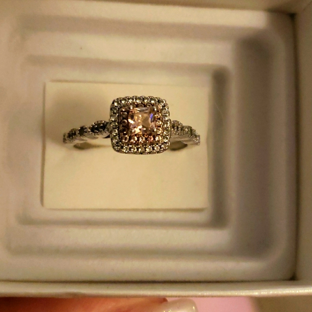 Pink safire silver base ring